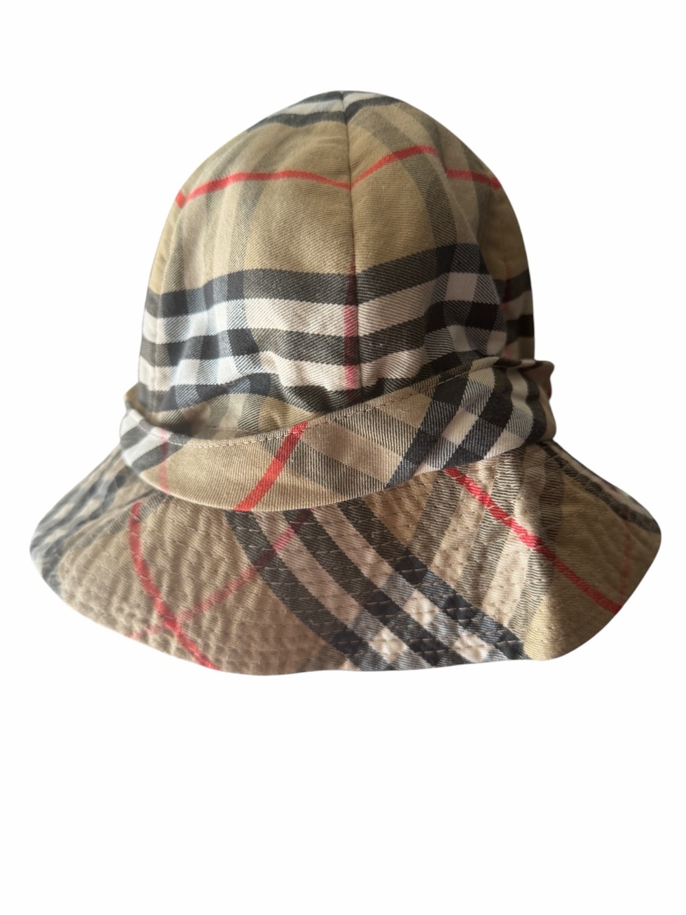 Burberry Kids Plaid Bucket Hat in‎ Beige, Black and Red vintage medium